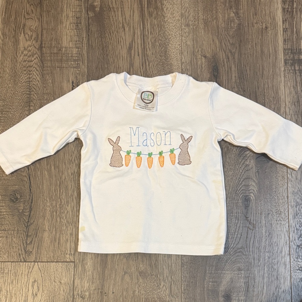 White Bunny and Carrot Kids Shirt